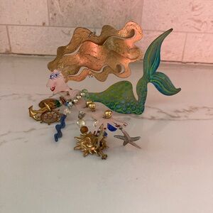 Vintage Karen Rossi Fanciful Mermaid Ornament Nautical Charms Beaded